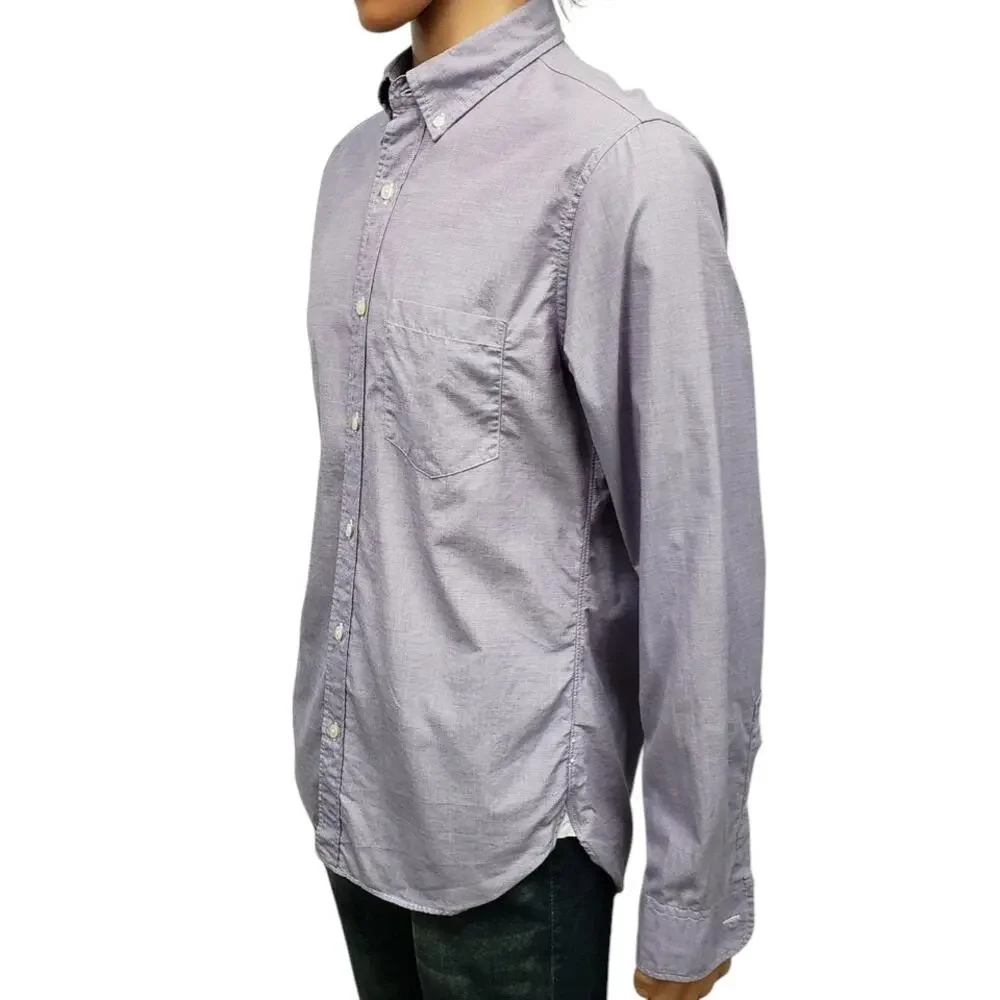 J.Crew Shirt in end-on-end cotton Men M Slim Fit Purple Button down Long Sleeve